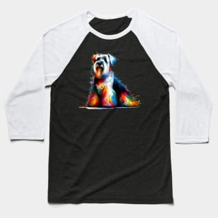 Vibrant Sealyham Terrier in Colorful Splash Art Style Baseball T-Shirt